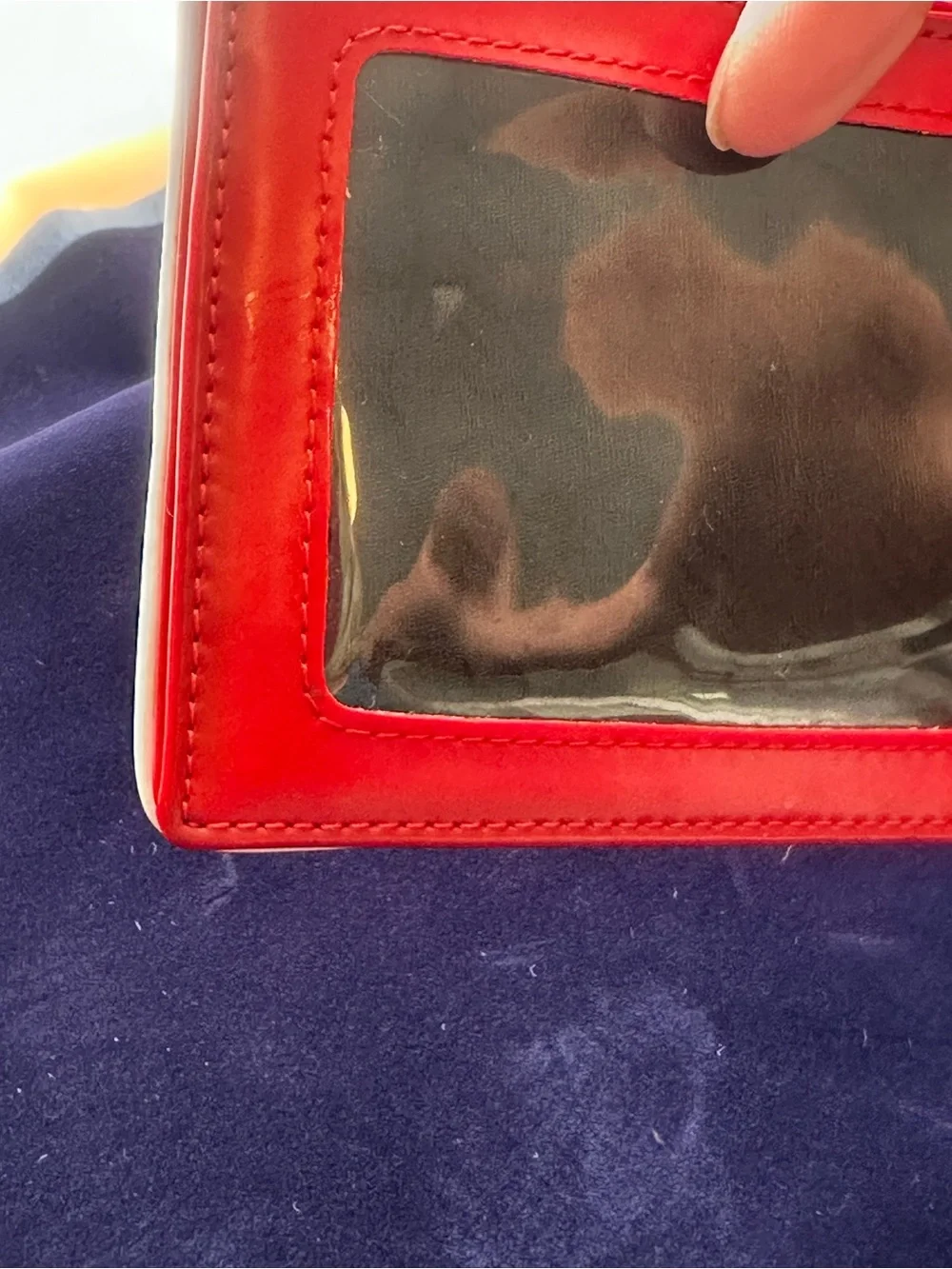 Prada Red Leather Card Holder with Cream Trim